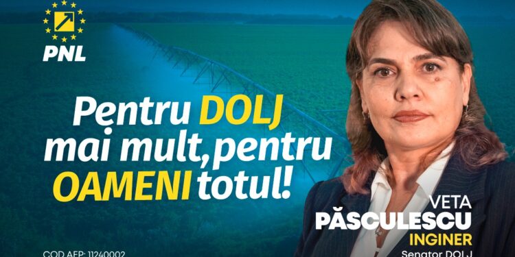 Veta Păsculescu, candidat PNL Dolj la Senat: Reabilitarea sistemului de irigații din Dolj, o prioritate pentru agricultură